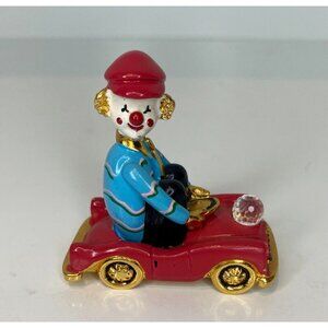 Spoontiques Pewter Gold Clown Car Swarovski Crystal Ball Figurine K1484